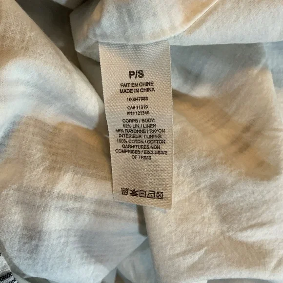 Linen Blend Striped Tie-Front Sundress Boho Summer Dress Petite Small - Picture 5 of 5